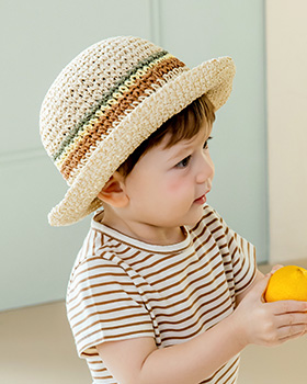 Áo liền quần cotton bé trai - Kẻ nâu